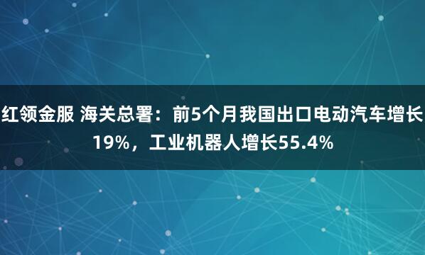 红领金服 海关总署：前5个月我国出口电动汽车增长19%，工业机器人增长55.4%